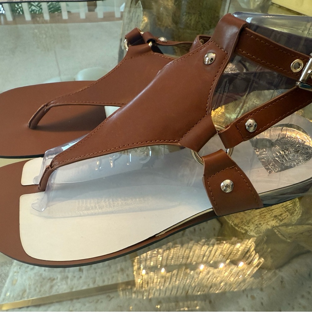 Vince Camuto Brown Leather Sandals with Ankle Strap